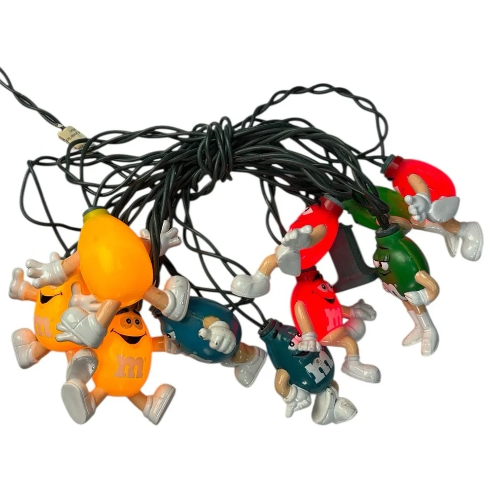 Vintage M&M's Candy 10 String Lights Set Holiday Christmas Tested Working Mars